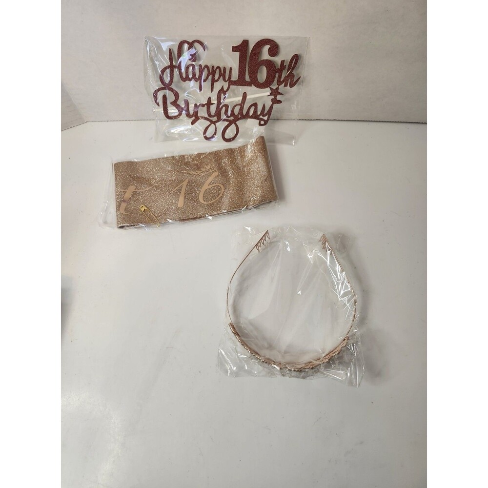 Sweet 16 Tiara Sash And Cake Topper